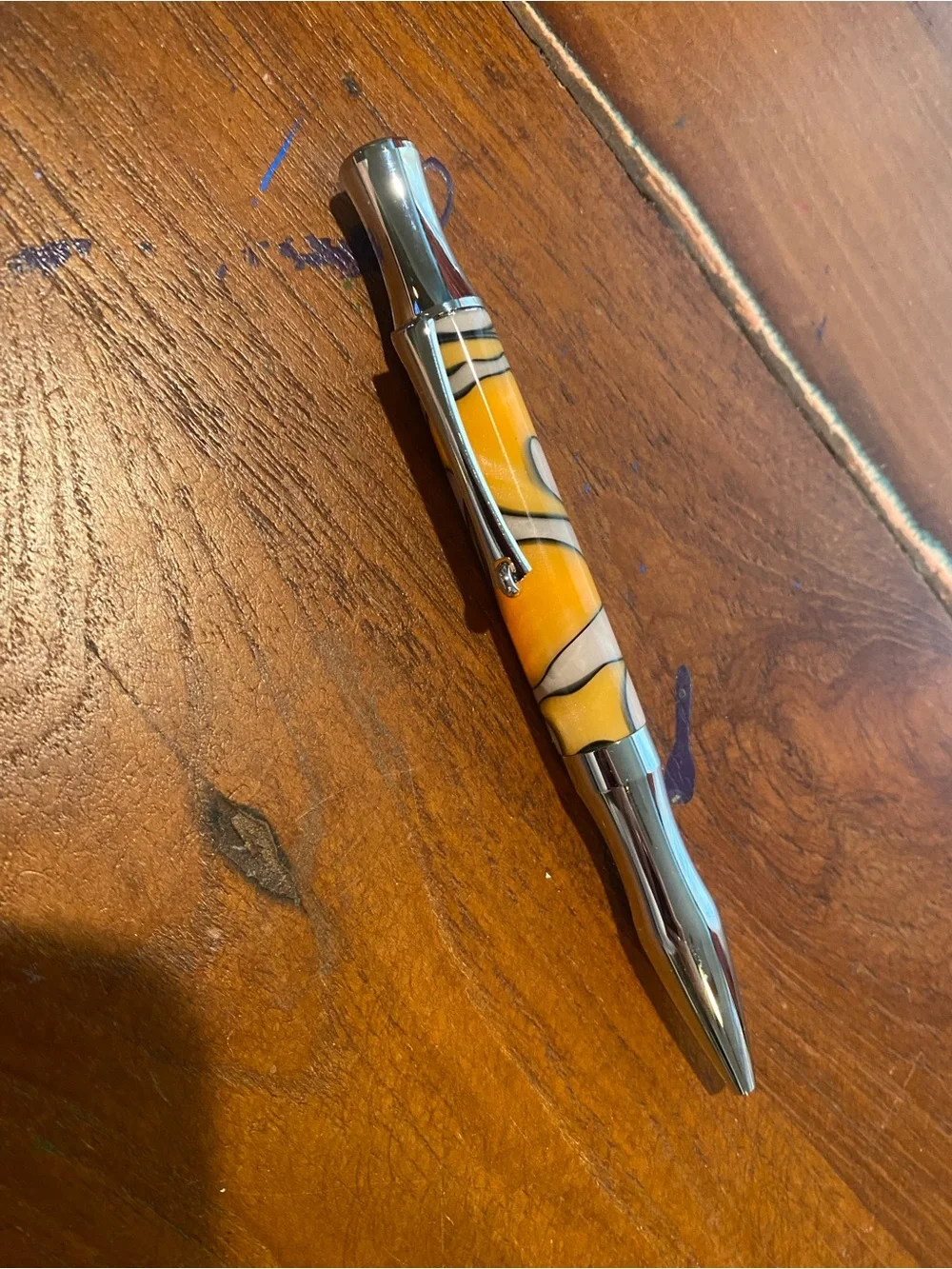 Handcrafted Conklin Yellowstone Ballpoint Pen- Yellow Swirl
